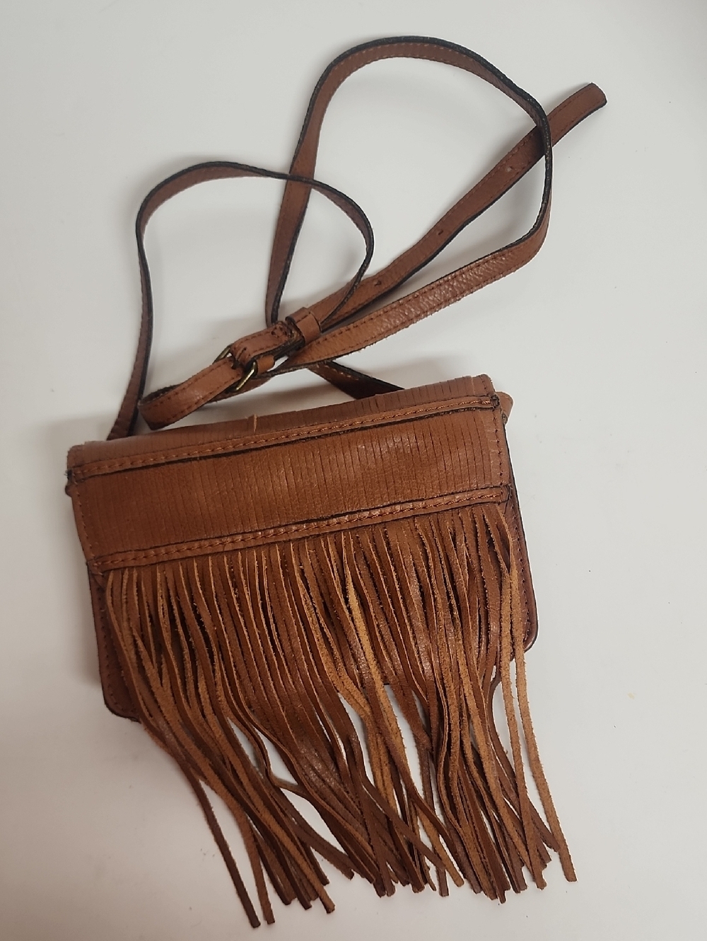 Patricia Nash Small Brown Leather Fringe Crossbody Saddlebag Fits Essentials WOW